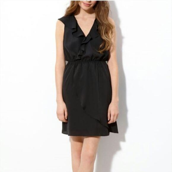 BCBGeneration Black Ruffled Wrap Dress with Pockets NWOT - Picture 1 of 11